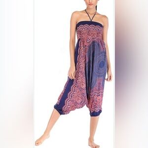 JIBJAAB Bohemian Multicolor Harem  Festival Hippie Wide Leg Pants OS